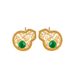 New gourd Fulu hollowed out filigree with Chinese style emerald earrings, fashionable and high-end, versatile earrings_voghion.com
