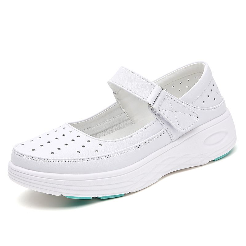 Nuove scarpe da infermiera bianche piatte traspiranti ospedaliere comode antiscivolo suola morbida piccole scarpe bianche_voghion.com