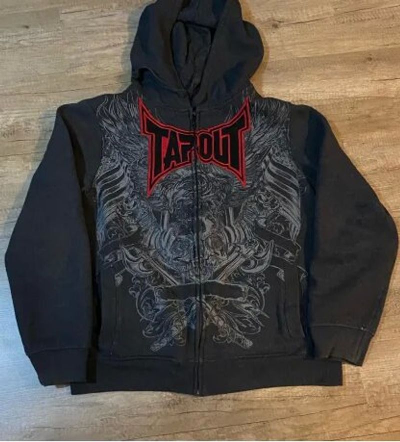 Men's Zipper Sweatshirt Retro Street Hip-hop Loose Print Oversize Hooded Jacket_voghion.com
