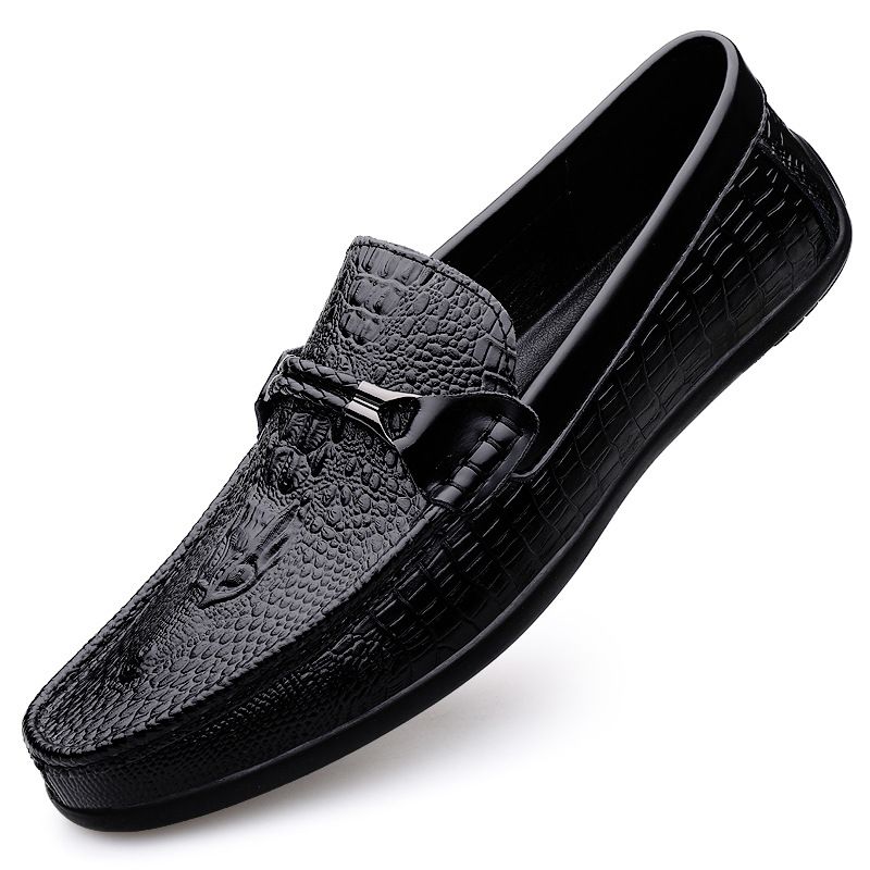 Live streaming Doudou high-end soft sole, one foot lazy casual leather shoes, men's driving shoes_voghion.com