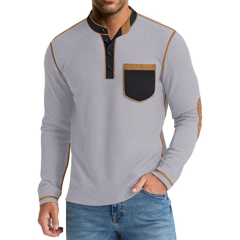 Maglia Henley a maniche lunghe da uomo – Canotta termica in maglia a nido d'ape in cotone di alta qualità – Strato di base con collo alto in stile vintage (S-XXXL)_voghion.com
