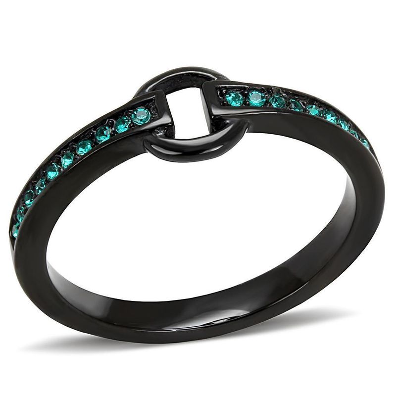 TK3055 - IP Black(Ion Plating) Stainless Steel Ring with Top Grade Crystal in Emerald_voghion.com