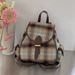 Vintage Woolen Velvet Whi Checkered Autumn Winr College Style Student Backpack For Women Commuting Simple British_voghion.com