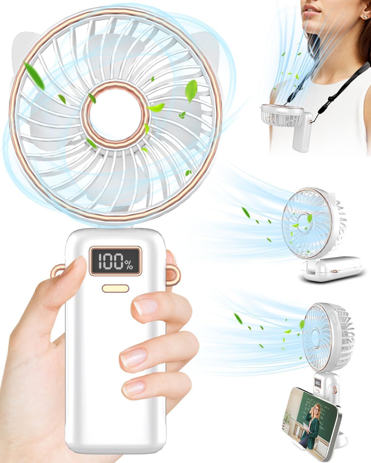 Cute Face Mini Handheld Fan - 4500mAh Travel Cooler_voghion.com