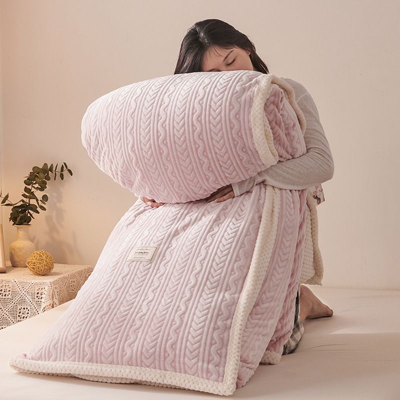 Cobertor de lã de leite - Capa de edredom de inverno extra quente e macia para cama de casal/solteiro - Tecido de lã de floco de neve para uso em todas as estações_voghion.com