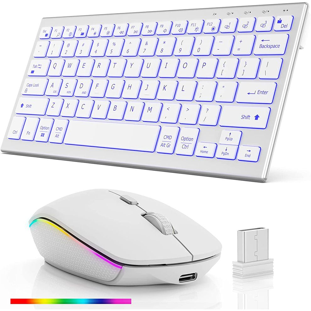 Mute Rechargeable Seven-Color Backlit Wireless Bluetooth Three-Mode Key Mouse Suit Desktop Computers And Laptop Tablet_voghion.com