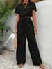 2024 Autumn Solid Color Elegant Two-Piece Casual Fashion Sweatshirt Long Wide-Leg Pants Set_voghion.com