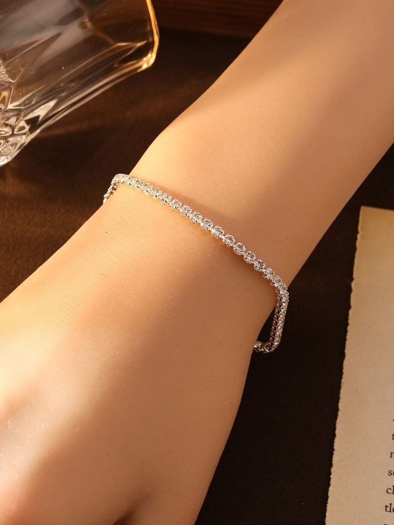 Simple Fashion Row High-end Korean Style Light Luxury Full Diamond Bangle Personality Bracelet_voghion.com