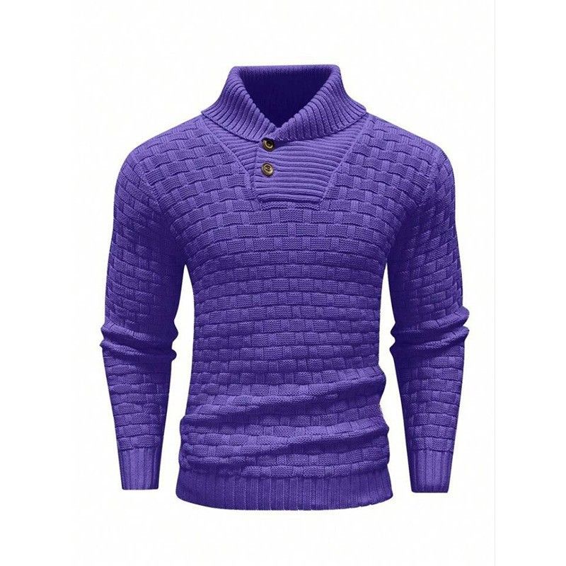 Men's Clothing Lapel Collar Business Knitted Sweater Fashion Men's Fashion Knit Sweater Stretch Crewneck Base Layer Pullover With Turn-Down Collar_voghion.com
