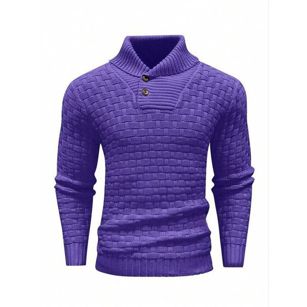 Men's Clothing Lapel Collar Business Knitted Sweater Fashion Men's Fashion Knit Sweater Stretch Crewneck Base Layer Pullover With Turn-Down Collar_voghion.com