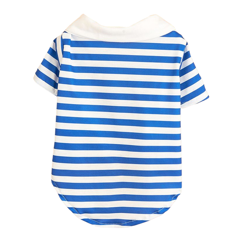 Guangying Sudadera para Perro Cuello De Solapa Elástico Adorable Mascota Perro Gato Jersey A Rayas Azul Marino Top Suministros para Mascotas_voghion.com