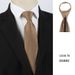 Vintage Formal Champagne Gold No-Knot Lazy Coffee Color Business Casual Zipper Custom Tie For Men_voghion.com