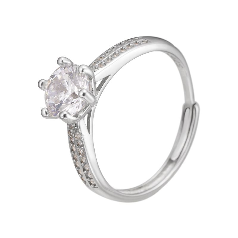 S Pure Silver Six Claw Set Dove Egg Diamond Ring, Female Starlight Queen Simulated Zircon Couple Ring_voghion.com