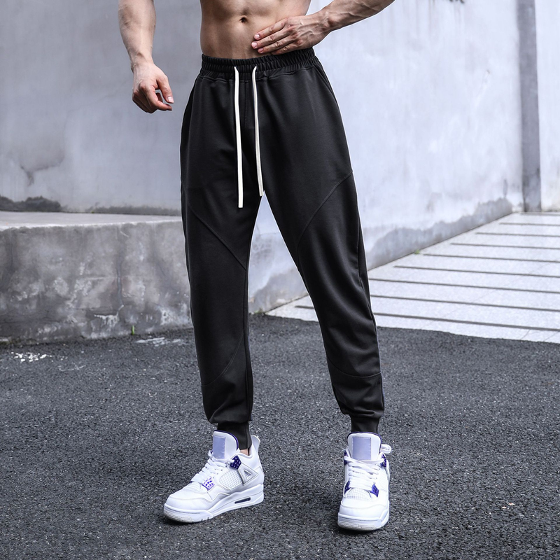 Men's clothing nine-point pants splicing legs thin style simple wear comfortable_voghion.com