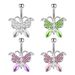Piercing all'ombelico con perno in acciaio inossidabile con zircone a forma di farfalla, nuovo prodotto transfrontaliero_voghion.com