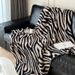 Zebra Pattern Sofa Knitted Half Nap Decoration Bed End Towel Soft Veet Blanket_voghion.com