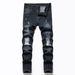Hosen für Jungen von Mutter und Kind, gewaschene, elastische Denim-Hose mit Punkten, lässig, gerade, zerrissen, mittlerer und großer Vier-Jahreszeiten-Stil für Kinder_voghion.com