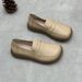 Handgefertigte Loafer aus echtem Leder für Damen 25 Frühling Sommer Literarische runde Zehenpartie Flache Slip-On-Damenschuhe aus Rindsleder_voghion.com