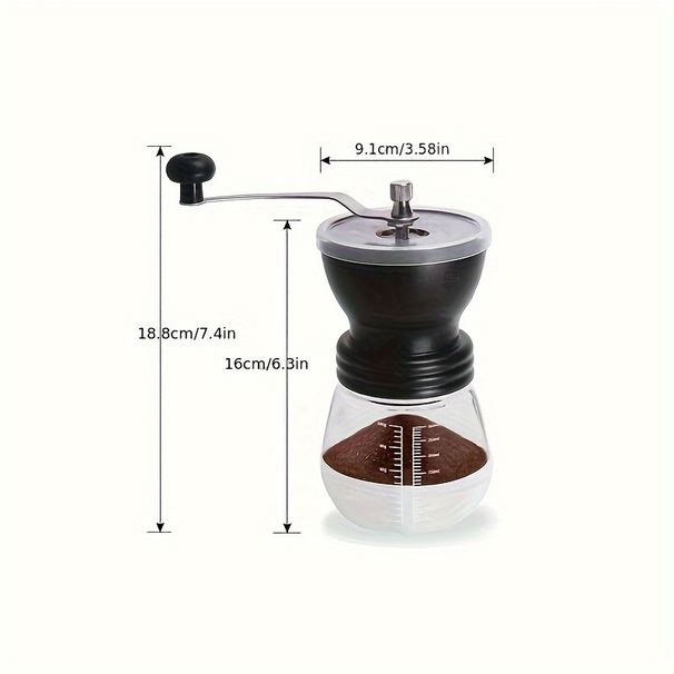 1 buc Espressor cu manivelă, Produs individual, Râșniță de boabe cu manivelă, Manuală, Portabilă pentru uz casnic, Gradată, Poate fi folosită în bucătărie și restaurant_voghion.com