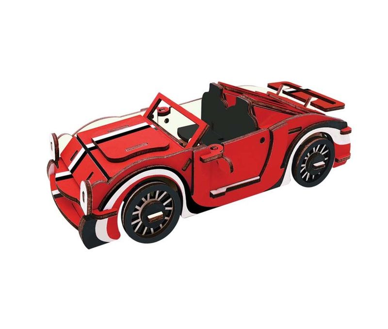 Racing Car Wooden 3D Model Puzzle Kids DIY Jigsaw Brain Teaser Building Blocks_voghion.com