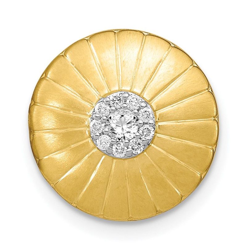 14k Satin Diamond Flower Chain Slide_voghion.com