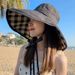 New Arrivals Double-sided Foldable Bucket Hats for Women Summer Sun Hat Solid Plaid Wide Brim Panama Beach Fisherman Cap_voghion.com