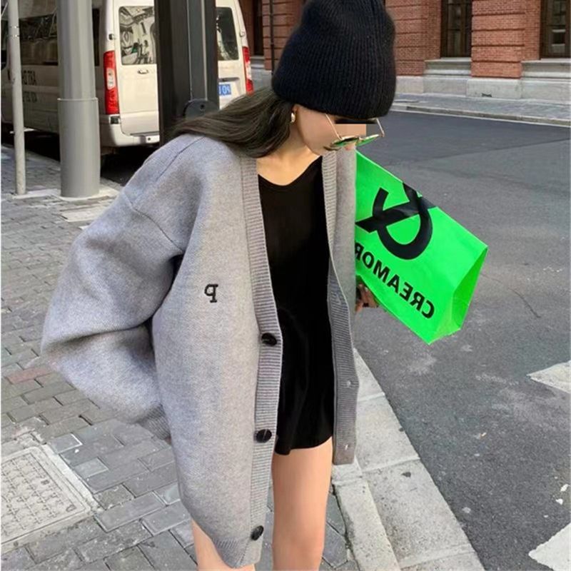 Cardigan lavorato a maglia alla moda con giacca in maglia ricamata retrò per donna_voghion.com