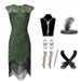 Damen Bankett Abendkleid 1920 Pailletten Fransenkleid Rundhals Gatsby Set_voghion.com
