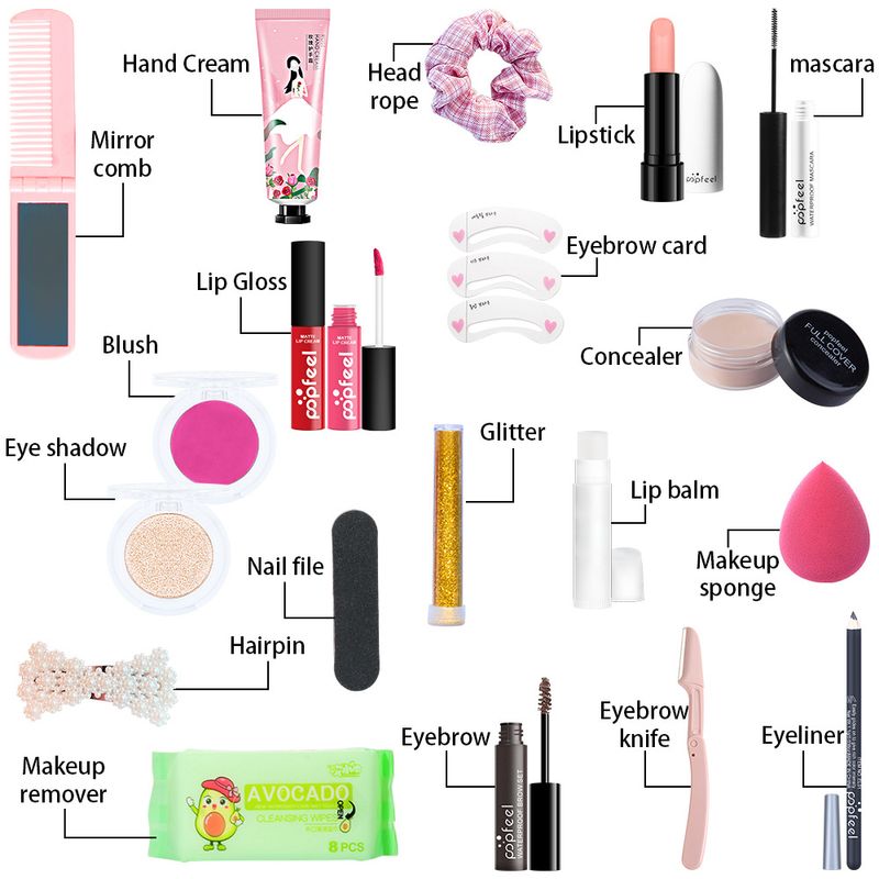 Lidschatten Popfeel Make-Up Set Anfänger Make-Up-Tool Set Kosmetik Kombination Echtes Komplettset_voghion.com