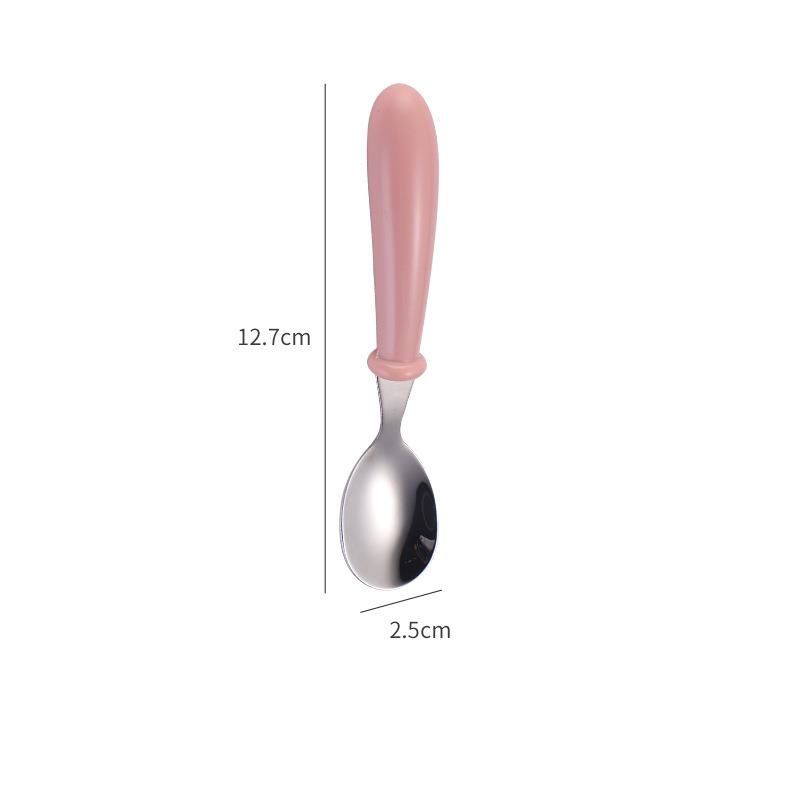 Cartoon 304 Stainless Steel Children's Box Three-piece Set Tableware Mother And Baby Gift Spoon Fork Round Handle_voghion.com