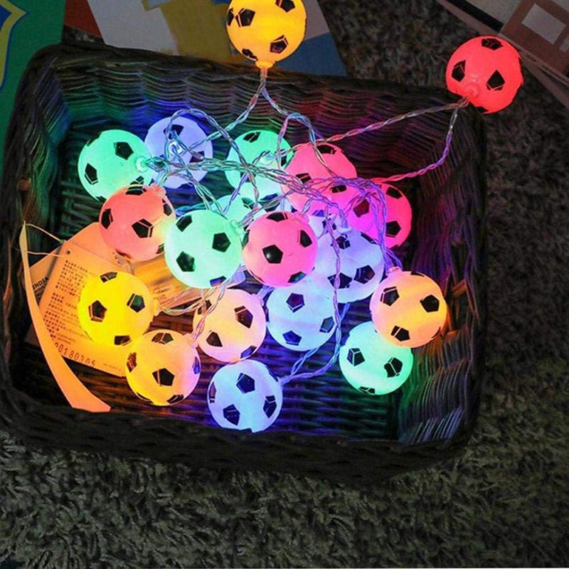 Football Light String Bar Fan Theme Decorative Light Shopping Mall Creative LED Leather Ball Small Colored Light Belt_voghion.com