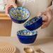 Bohemian Style 4.75 Inch Ceramic Rice Bowl Set Of 4 – Handcrafted Underglaze Porcelain Dinnerware Microwave & Dishwasher Safe Elegant Retro Tableware_voghion.com
