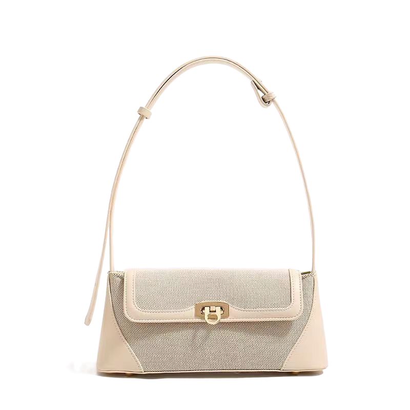 New original niche design retro underarm bag Senior texture canvas stitching shoulder handbag_voghion.com