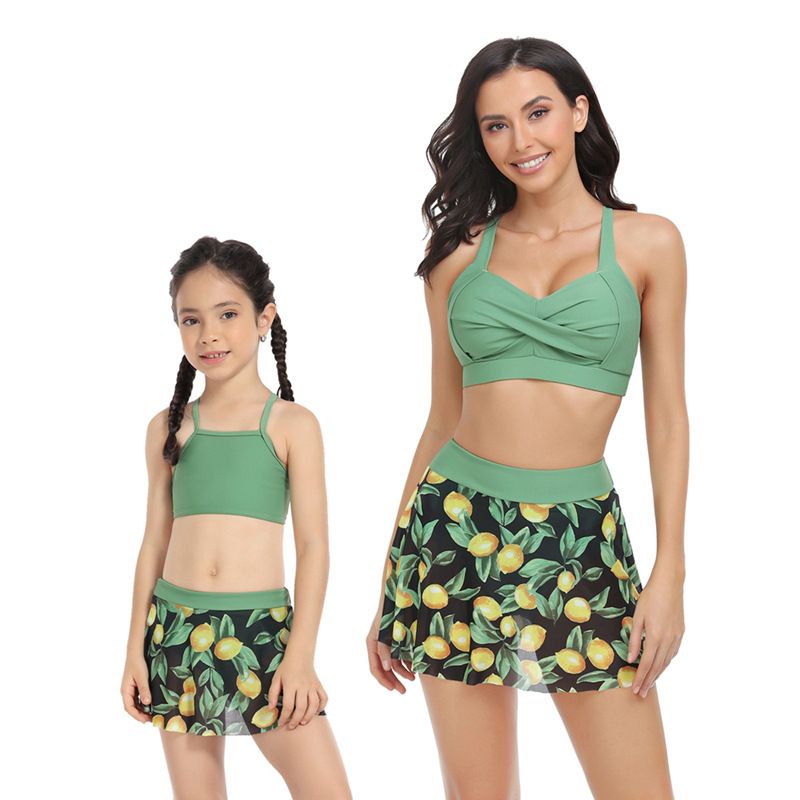 Mutter & Kinder Badeanzug Familie Mesh Gaze Rock Badeanzug_voghion.com
