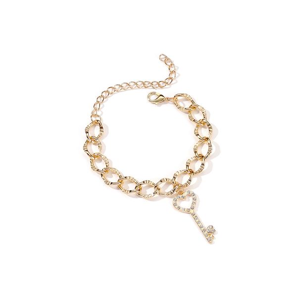 Braccialetto spesso alla moda INS con design della personalità, chiave, cuore, farfalla, catena cubana, gioielli esagerati per le mani_voghion.com