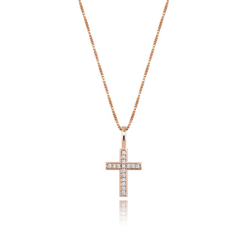 Collier avec pendentif en forme de croix en argent et zircone cubique pour hip-hop_voghion.com