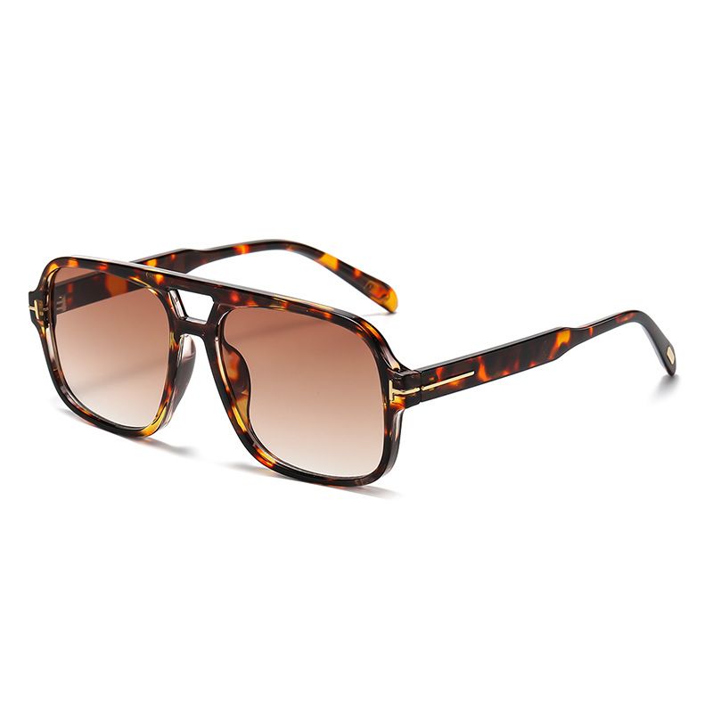 Fashion New Retro Men Pilot Sunglasses Fashion Square Double Bridges Oversized Frame Shades UV400 Women Trending Sun Glasses_voghion.com
