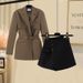 Women's Clothing Plus Size Women's Autumn Suits For Women New Style Temperament Waist Suit Jacket High Waist Shorts Skirt Two Piece Suit_voghion.com