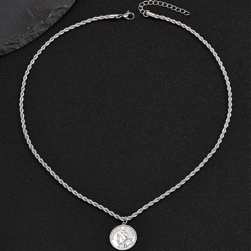 Men's Cuban Stainless Steel Twist With Human Head Pendant Hip-Hop Personality Sweater Chain A3373_voghion.com