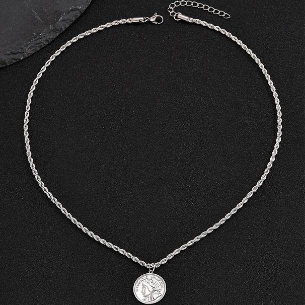 Men's Cuban Stainless Steel Twist With Human Head Pendant Hip-Hop Personality Sweater Chain A3373_voghion.com