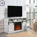 Modern Farmhouse TV Media Stand, Large Barn Inspired Home Entertainment Console, With 23" Fireplace Insert, For TV Up To 65'', With Open Shelves And Closed Cabinets, White_voghion.com