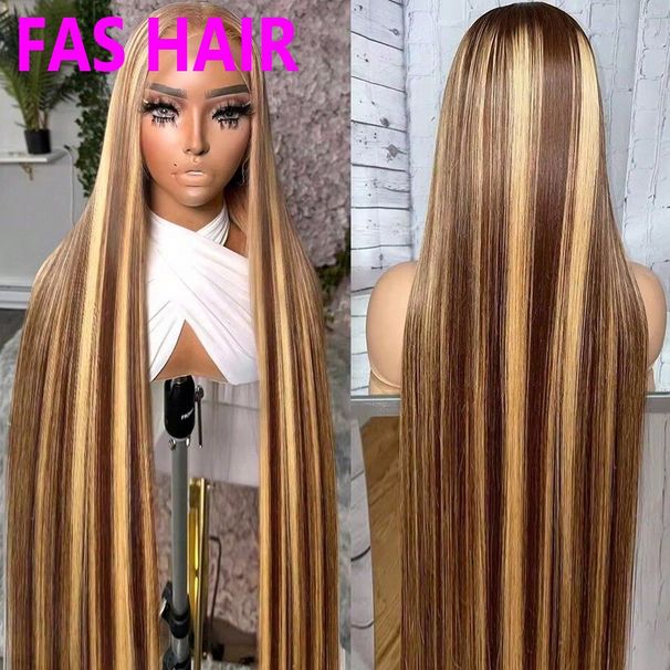 P4/613 Straight Piano Color Lace Wig - 100% Human Hair With HD Lace Front & Natural Hairline For Everyday Wear_voghion.com