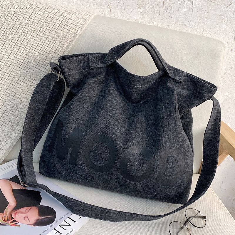Borsa a tracolla in tela da uomo, grande capacità, con stampa a tinta unita e lettere_voghion.com