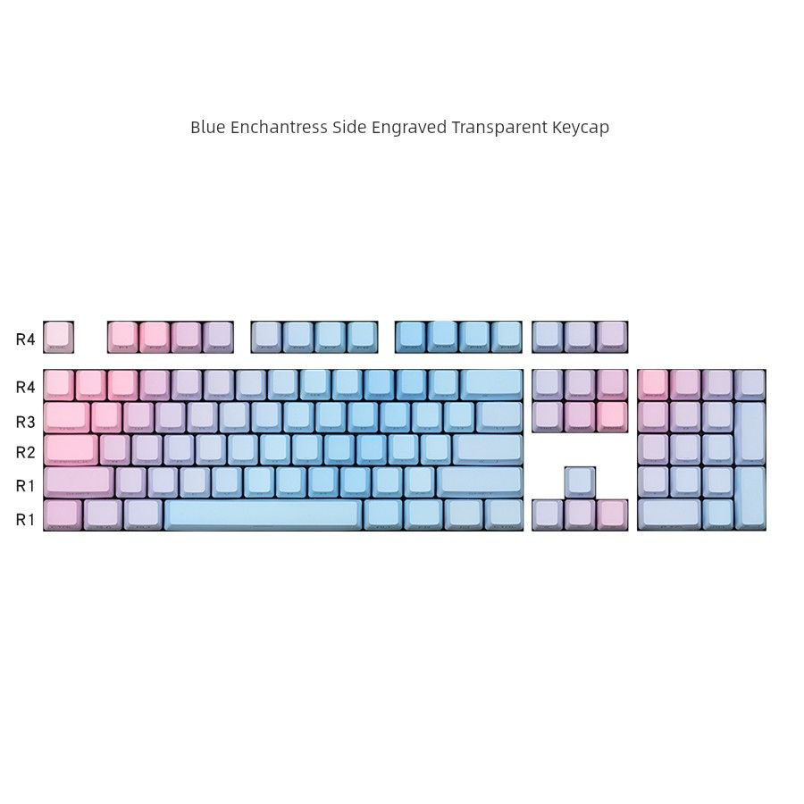 OEM μπλε Enchantress PBT με πλευρική χάραξη διαφανές πληκτρολόγιο Nical_voghion.com