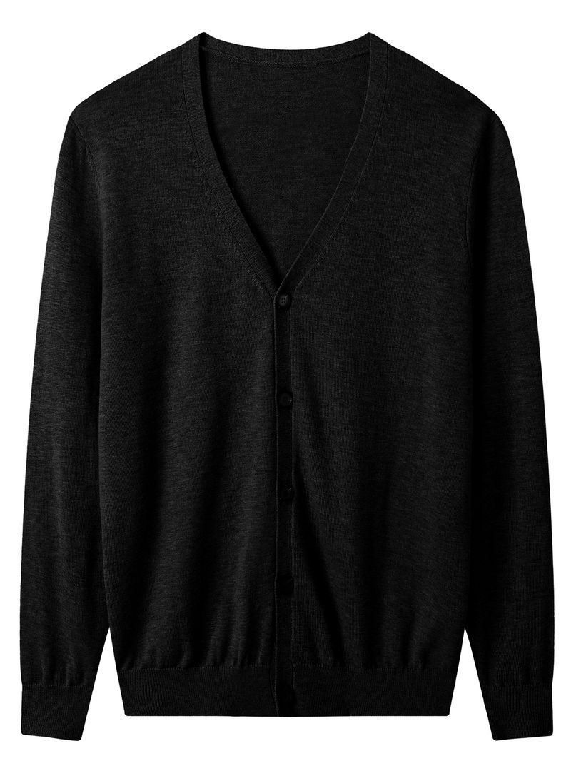 Men's V Neck Cardigan Sweater Casual Lightweight Button Down Knitted Cardigan Sweater_voghion.com