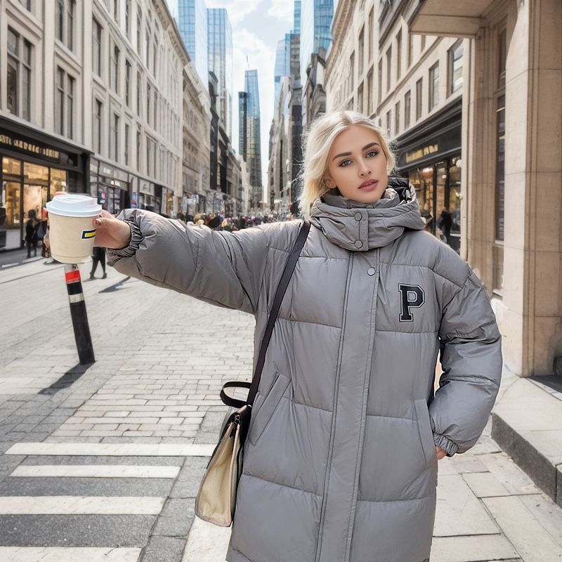 Women's Clothing cotton padded jacket mid length over the knee loose bread jacket winter thickened padded jacket jacket_voghion.com