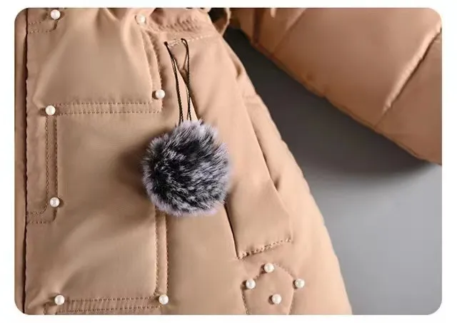 Vêtements pour enfants manteau d'hiver pour enfants avec polaire manteau épaissi grand enfant moyen long petite fille coton_voghion.com