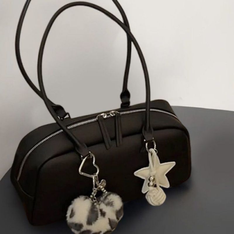 Borsa a tracolla da pendolare Boston di grande capacità, elegante e lunga, da donna, autunno e inverno 2025, nera, personalizzata, alla moda._voghion.com