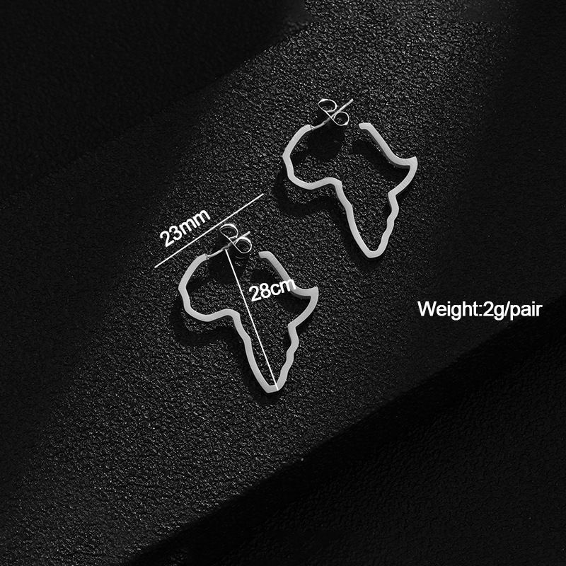 fashion African map earrings gold stainless steel earrings earrings earrings_voghion.com