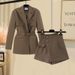 Women's Clothing Plus Size Women's Autumn Suits For Women New Style Temperament Waist Suit Jacket High Waist Shorts Skirt Two Piece Suit_voghion.com